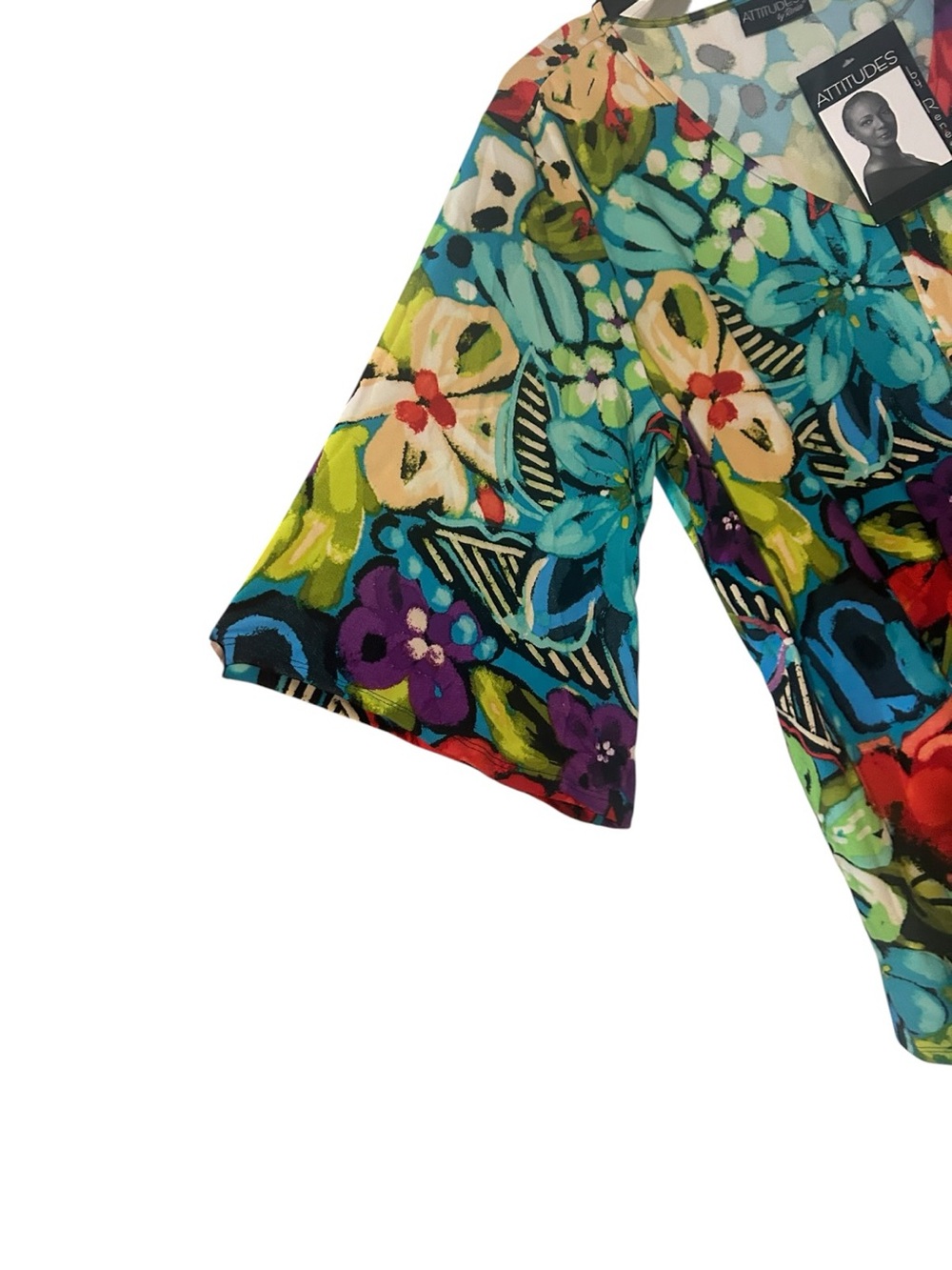 Attitudes by Renee Multicolor Floral Print Swing tunic. - Picture 4 of 5
